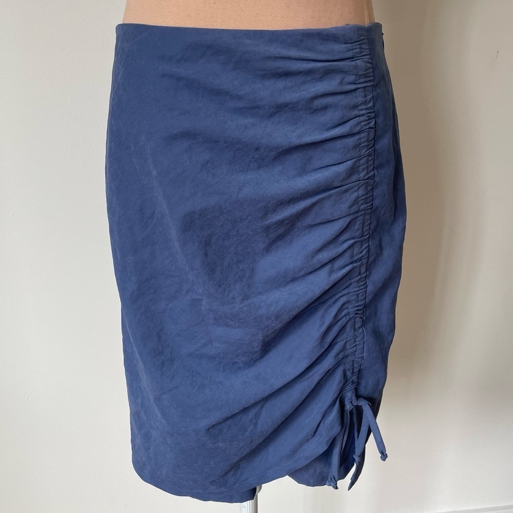 Nanette Lepore Blue Faux Suede Ruched Straight Pencil Skirt NWT Size 6